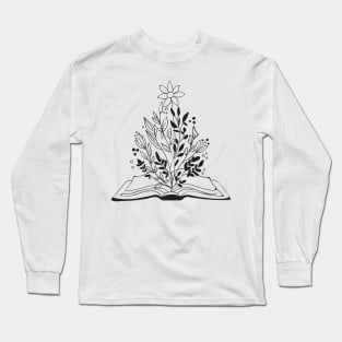 Flower Book, I love reading, Reading, Library, Book worm, Read books, Fantasy reading Long Sleeve T-Shirt